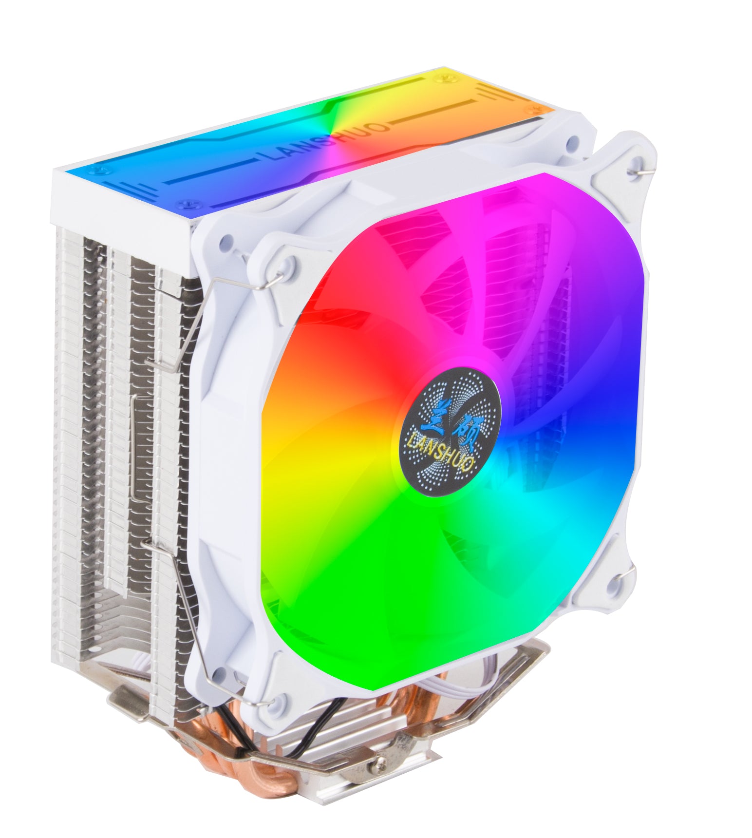 Lanshuo radiator dual RGB single fan radiator 4 copper pipe 12cm height total height 15cm CPU radiator