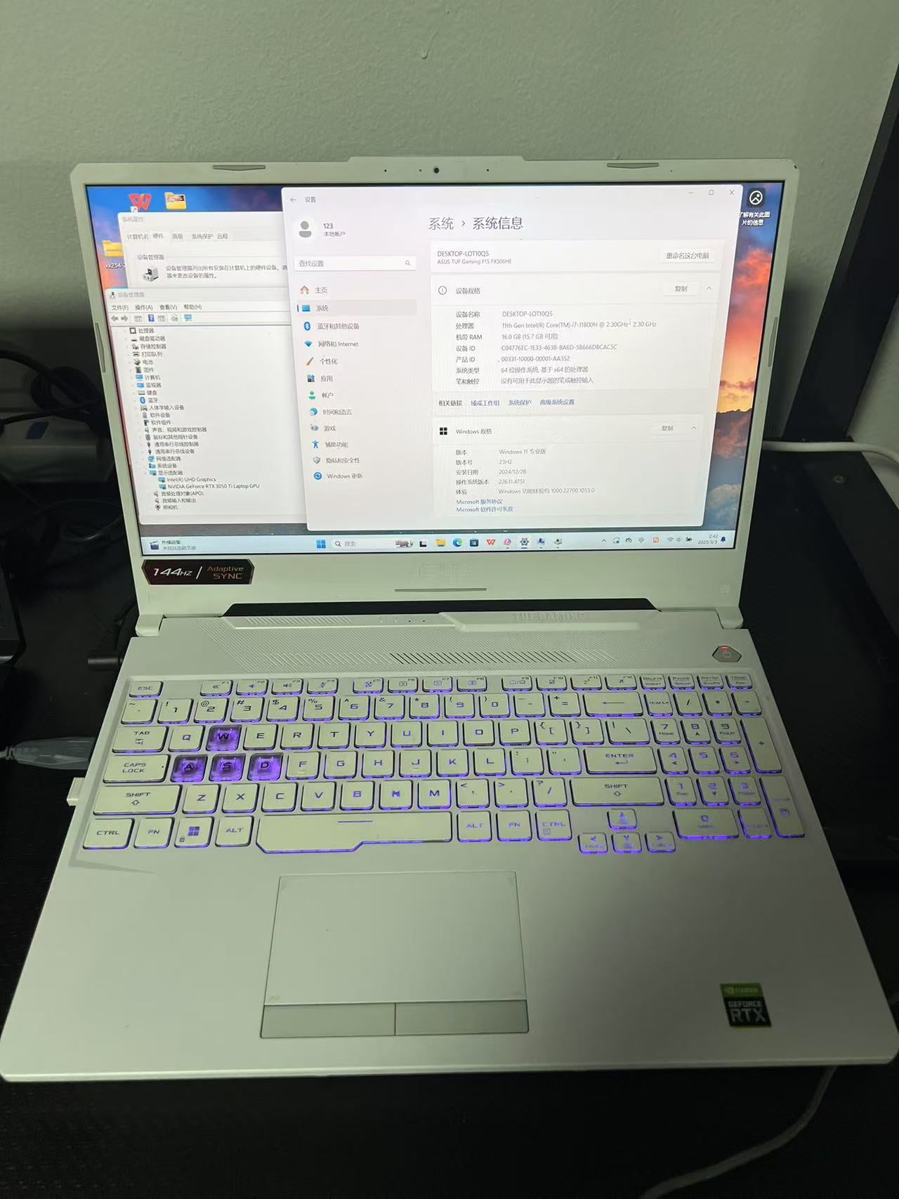 二手华硕天选2 酷睿版(i7 11800H/16GB/512GB/RTX3050/144Hz)游戏笔记本电脑