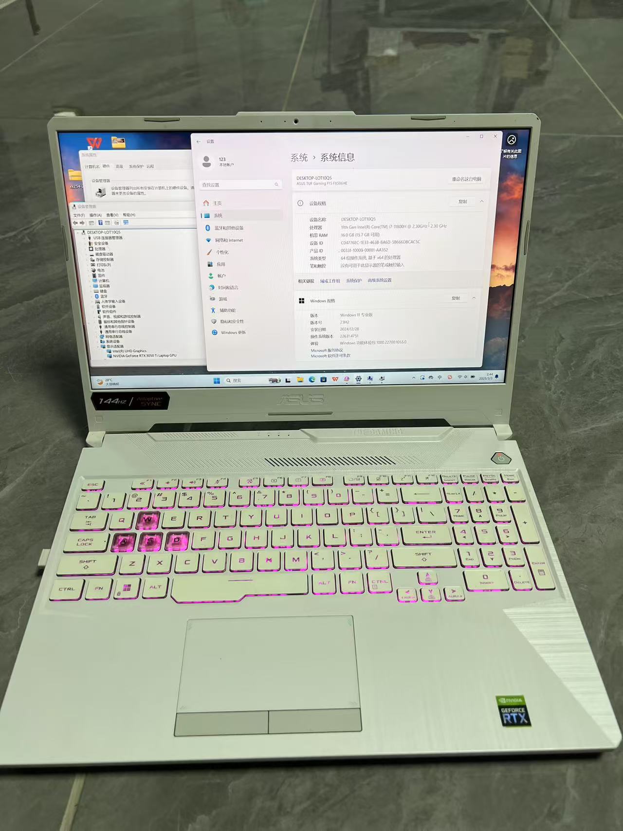 二手华硕天选2 酷睿版(i7 11800H/16GB/512GB/RTX3050/144Hz)游戏笔记本电脑